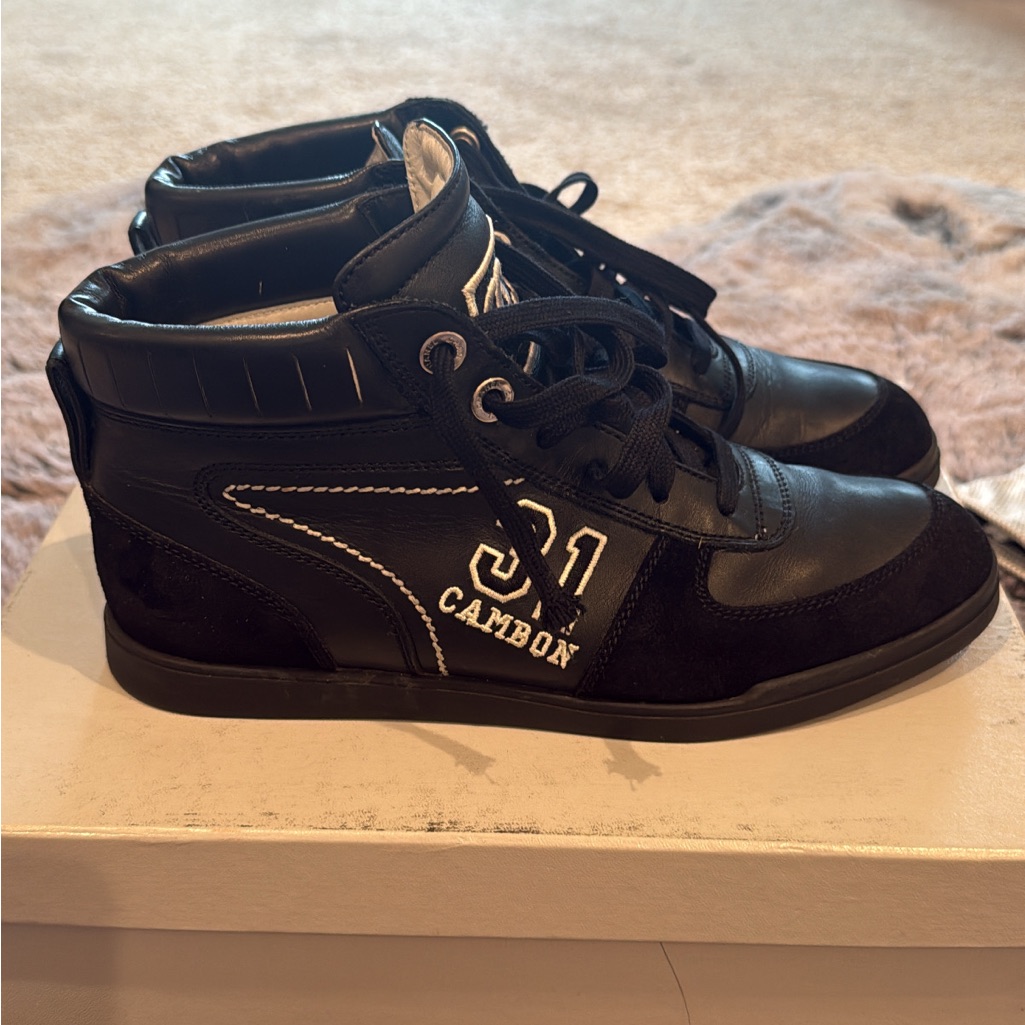 Authentic Chanel High-Top Sneakers With White Stitching